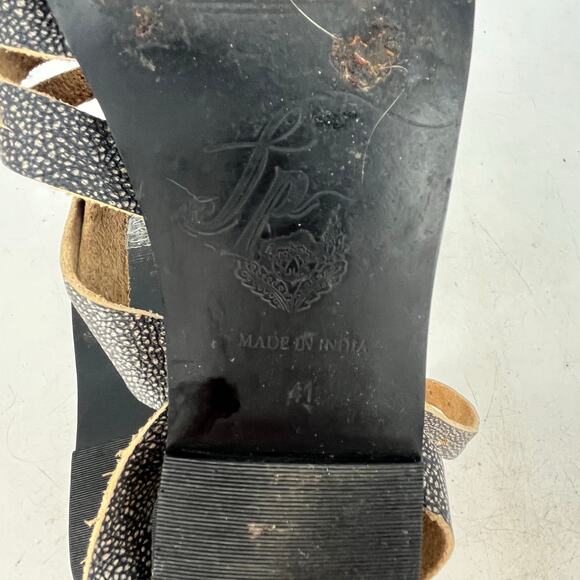 Free People Women's Washed Black Gray Leather Sunever Gladiator Sandals Size 41 - Picture 4 of 6